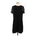 BCBGMAXAZRIA Casual Dress - Shift Crew Neck Short sleeves: Black Solid Dresses - Women's Size Small