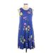 Old Navy Casual Dress - DropWaist: Blue Floral Motif Dresses - Women's Size Large