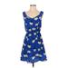 Nom De Plume by YaYa Casual Dress - A-Line: Blue Print Dresses - Women's Size Small