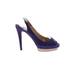 Jimmy Choo Heels: Slip-on Platform Minimalist Purple Print Shoes - Women's Size 39.5 - Peep Toe