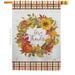 Breeze Decor Give Thanks Wreath 2-Sided Polyester 40 x 28 in. House Flag in Brown/Gray | 40 H x 28 W in | Wayfair BD-HA-H-113100-IP-BO-D-US20-WA