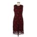White House Black Market Cocktail Dress - Sheath Mock Sleeveless: Burgundy Brocade Dresses - Women's Size 8