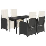Hokku Designs 5 Piece Patio Dining Set w/ Cushions Brown Poly Rattan Glass/Wicker/Rattan in Black | 55.1 W x 27.6 D in | Wayfair