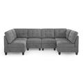Gray Sectional - House of Hampton® U-Shape DIY Combination Modular Sectional Sofa, Includes 4 Single Chair & 2 Corner Chenille/Upholstery | Wayfair