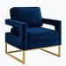 Leisure Chair - Armchair - Mercer41 Modern Style Accent Chair w/ Gold Metal Base, Velvet Upholstered Leisure Chair w/ Open Armrest, Armchair, Cream | Wayfair