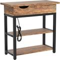 17 Stories Rustic End Table w/ Charging Station & Multiple Use Storage Shelves Wood in Brown | 24.49 H x 23.58 W x 11.81 D in | Wayfair