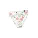 LC Lauren Conrad Swimsuit Bottoms: White Floral Motif Swimwear - Women's Size Medium