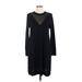 Ann Taylor LOFT Cocktail Dress - Sweater Dress: Black Dresses - Women's Size Large