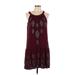 Knox Rose Casual Dress - Mini Scoop Neck Sleeveless: Burgundy Dresses - Women's Size Large