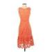 NANETTE Nanette Lepore Casual Dress - A-Line Crew Neck Sleeveless: Orange Solid Dresses - Women's Size 2