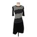 BCBGMAXAZRIA Casual Dress - Bodycon: Black Stripes Dresses - Women's Size Small