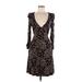 Betsey Johnson Casual Dress - Wrap: Brown Damask Dresses - Women's Size Medium