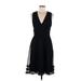 Tahari Casual Dress - Fit & Flare: Black Solid Dresses - Women's Size 6