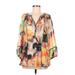 Calvin Klein 3/4 Sleeve Blouse: Orange Print Tops - Women's Size Medium
