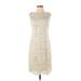 Adrianna Papell Casual Dress - Sheath Crew Neck Sleeveless: Ivory Solid Dresses - Women's Size 4