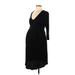 Liz Lange Maternity for Target Casual Dress - Party V-Neck 3/4 sleeves: Black Solid Dresses - Women's Size Medium