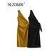 TRAF 2024 Summer Y2k Women Vacation Beach Cover Up Long Dress Sleeveless Asymmetric Bow Tied Female