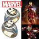 Marvel Jewelry Fashion Trend Retro Iron Man Creative Black Oil Two Tone Ring Cartoon Anime