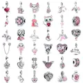 New925 Silver Pink Heart Sisters Bead Mom&Daughter Charm Fit Original Bracelet DIY Jewelry For Women