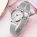 Elegant Women's Watches Silver Quartz Wristwatches Romen Numerals White Dial Bracelet Band Gift
