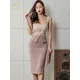 H Han Queen Halter Strapless Summer OL Lace Pencil Dress New Fashion Sexy V Collar Sleeveless