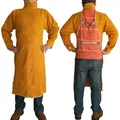 Cowhide Welding Apron Flame Retardant Long Sleeve Welder Protective Clothing Fireproof