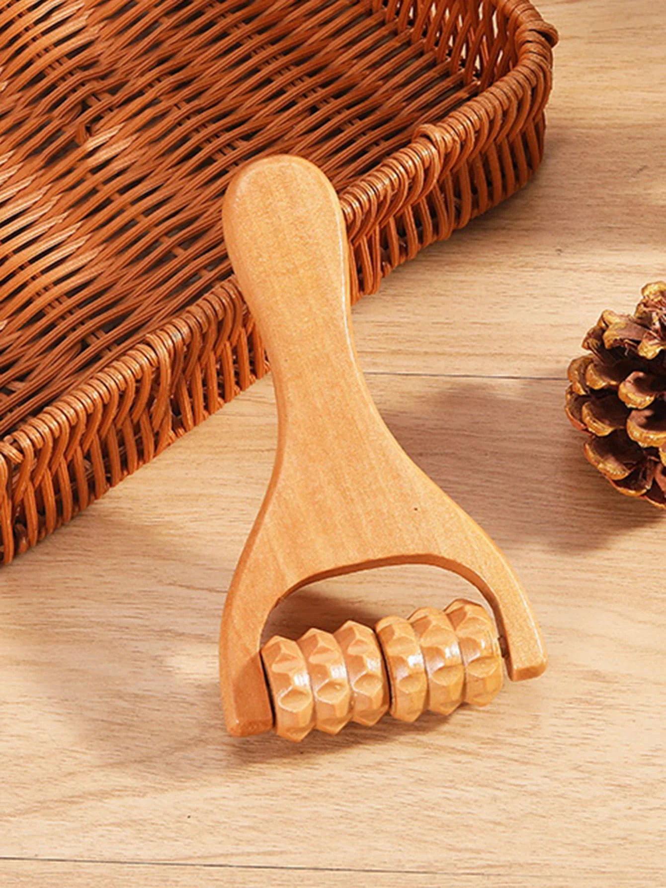 Holz Roller Massagegerät Therapie Körpermassagegerät Gesicht Schulter Hals Hand Push Rolling Massagegerät Körper Beruhigende Entspannende Massagegeräte Image