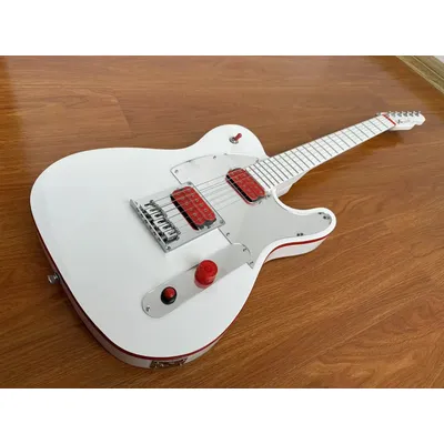 Guitare électrique blanche de style classique touche blanche accessoires rouges en stock