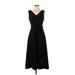 Calvin Klein Cocktail Dress - A-Line V-Neck Sleeveless: Black Solid Dresses - Women's Size 4