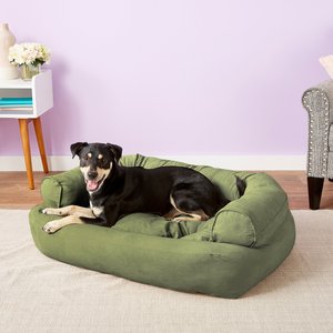 Snoozer Pet Products Luxury Overstuffed Cat & Dog Bed with Removable Cover, Olive, Large