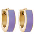 Simply Rhona Lilac Enamel Huggie Hoop Earrings In 18K Gold Plated Stainless Steel - Gold