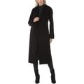 Tahari Women's Black Double Layered Collar Wool Long Coat - Black