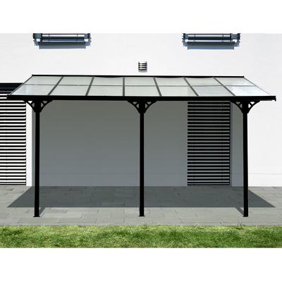 Aluminium Terassenüberdachung mit Doppelstegplatten Bruce schwarz 435 x 300 x 225-270 cm (l x b x