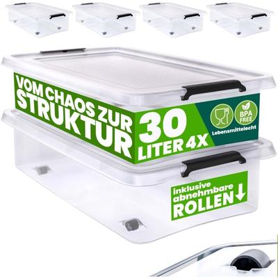 Deuba - Aufbewahrungsbox transparent Stapelbox Ordnungsbox 30L 60L Deckel aufklappbar stapelbar Image