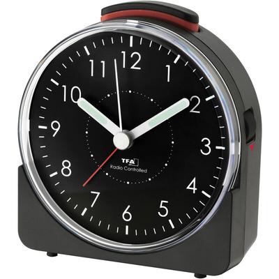 60.1513.01 Funk Wecker Schwarz Fluoreszierend Zeiger - Tfa Dostmann Image