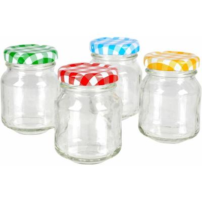 Mini-Marmeladengläser 4er-Set 70ml Gläschen Einmachglas Probiergläschen bunt