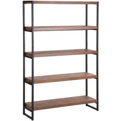 Bücherregal Dunkler Holzfarbton Schwarz mdf Platte Pulverbeschichteter Stahl 155 x 100 x 30 cm