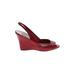 Miu Miu Wedges: Burgundy Print Shoes - Women's Size 36 - Open Toe