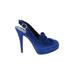 Abel Munoz Heels: Slingback Stilleto Cocktail Blue Solid Shoes - Women's Size 36 - Round Toe