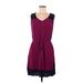 Ann Taylor LOFT Outlet Casual Dress - Mini V Neck Sleeveless: Burgundy Solid Dresses - Women's Size Medium