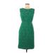 BCBGMAXAZRIA Casual Dress - Sheath Crew Neck Sleeveless: Green Solid Dresses - Women's Size 6