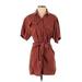 Abercrombie & Fitch Casual Dress - Mini Collared Short sleeves: Brown Solid Dresses - Women's Size X-Small Petite