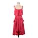 BCBGMAXAZRIA Casual Dress - A-Line Scoop Neck Sleeveless: Red Solid Dresses - Women's Size X-Small