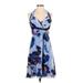DM Donna Morgan Casual Dress - Fit & Flare Halter Sleeveless: Blue Print Dresses - Women's Size 2
