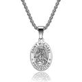 ovale edelstahl saint christopher/michael medaille halskette für männer frauen, silber gold schwarz anhänger halskette schlichter schmuck geschenke (silber saint michael (silber))