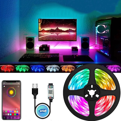 30 m LED-Lichtstreifen fürs Schlafzimmer – RGB-Dauerlichtstreifen mit Fernbedienung und App-Steuerung für die Zimmer- und Partydekoration zu Hause Image