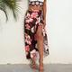 Femme Jupe Jupe portefeuille Maxi Taille haute Jupes Imprimer Floral Vacances Plage Eté Polyester Mode Tenues de plage Décontractées Café