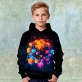 Sweat à capuche et Sweat Pullover Garçon Enfants manche longue 3D effet Graphic à imprimé arc-en-ciel 3D Print Avec poches Noir Enfants Hauts Actif basique 4-12 ans