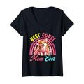 Damen Best Corgi Mom Ever Muttertag Hundebesitzer Regenbogen T-Shirt mit V-Ausschnitt
