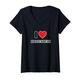 Damen I LOVE HILDESHEIM, Deutschland, Europa mit rotem Liebesherz T-Shirt mit V-Ausschnitt
